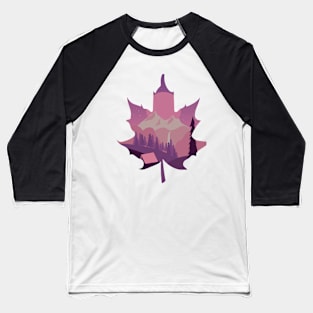 Maple Leaf Camping Mountains Sunset I Landscape Baseball T-Shirt